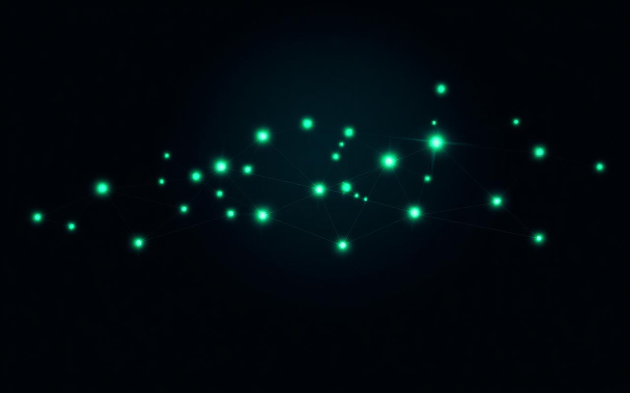 Abstract network of nodes representing Qaimera Technologies, Inc. quantitative intelligence